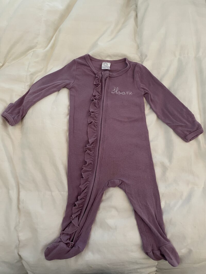 Sloane | 3-6 month zip up onesie with ruffle - Image 2