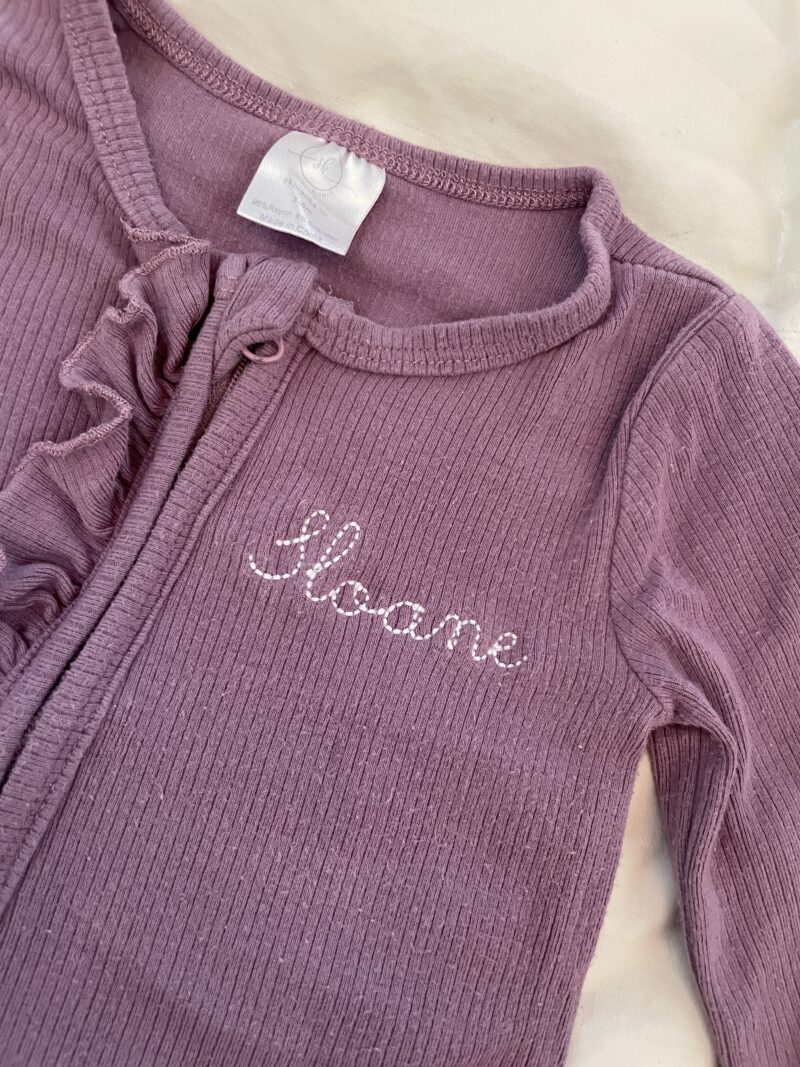 Sloane | 3-6 month zip up onesie with ruffle - Image 3