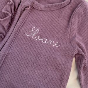 Sloane | 3-6 month zip up onesie with ruffle