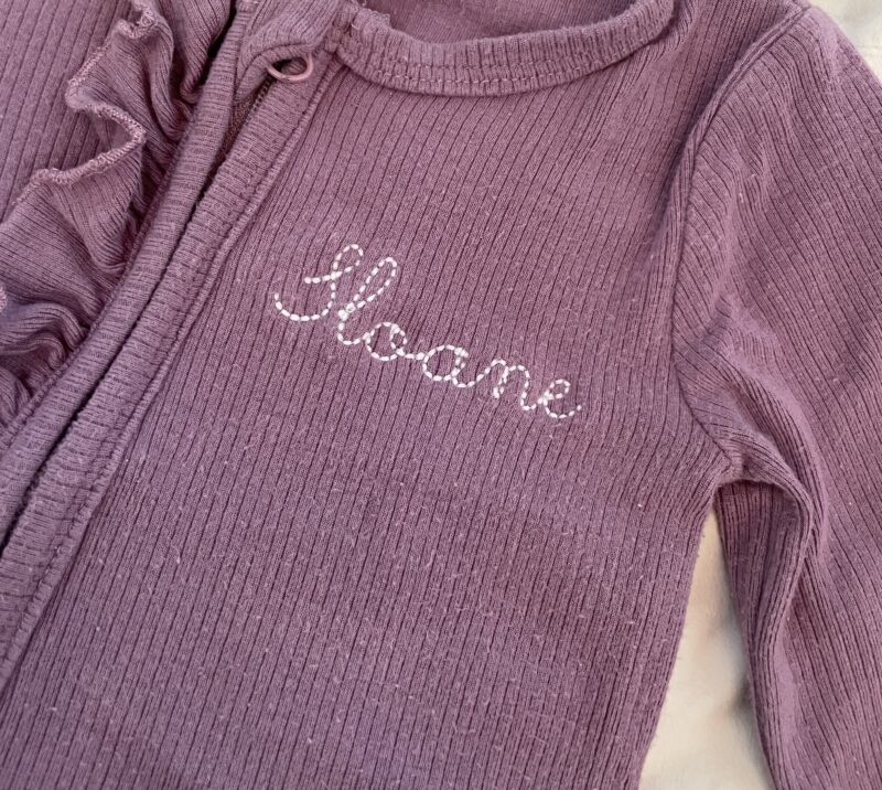 Sloane | 3-6 month zip up onesie with ruffle