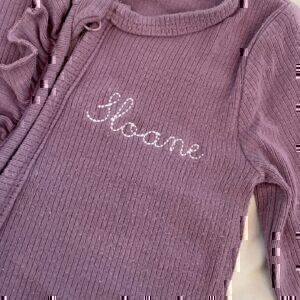 Sloane | 3-6 month zip up onesie with ruffle